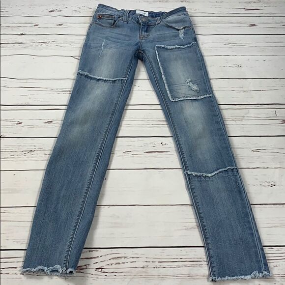 Hudson Frayed Patch Skinny Jeans - Picture 2 of 8